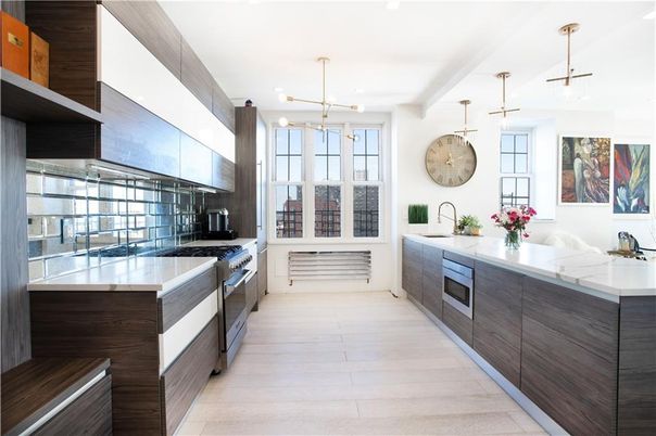 Interior, Kitchen, Pendant Lights, Stainless Steel Appliances, Wood Texture Flooring