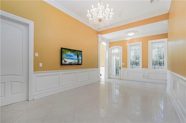 Chandelier, Empty room, Interior