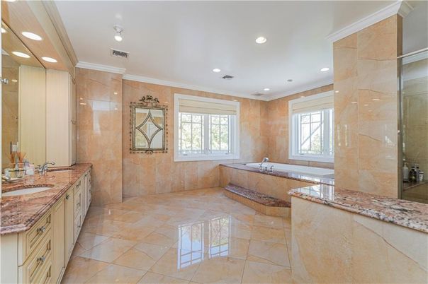 Bathroom, Glass Shower, Interior, Recessed Lighting