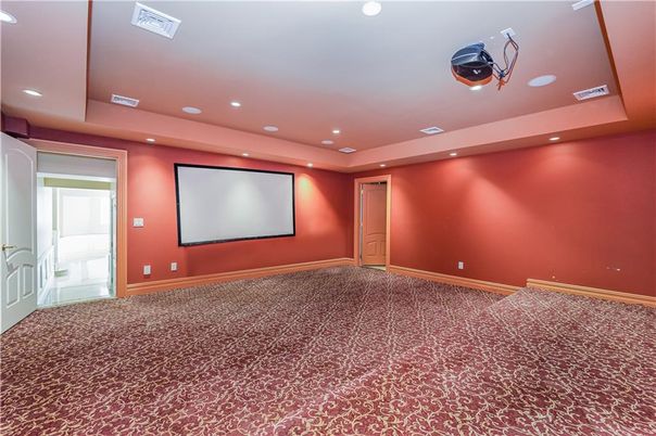 Empty room, Interior, Projection Screen, Recessed Lighting, Theatre Room