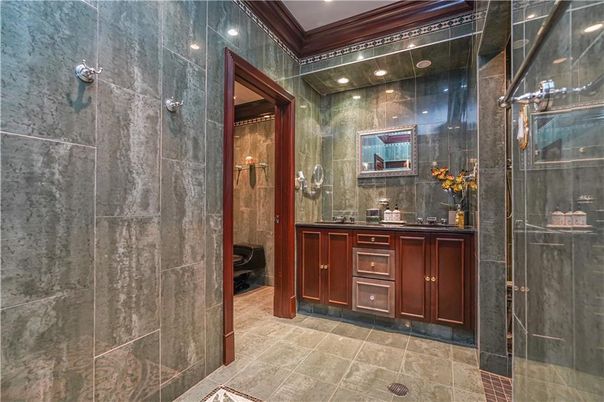 Bathroom, Glass Shower, Interior, Recessed Lighting