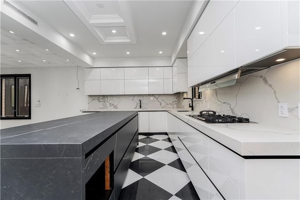 Interior, Kitchen, Marble Walls, Recessed Lighting