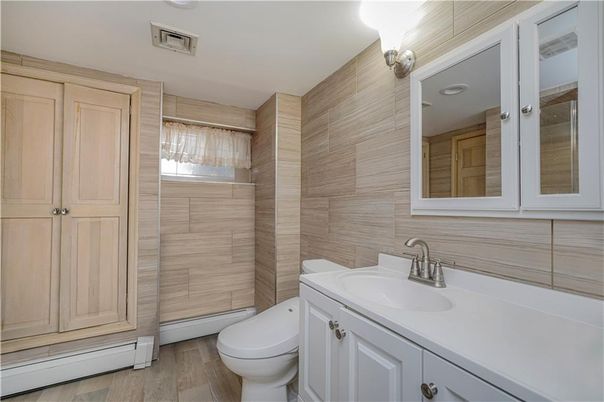 Bathroom, Glass Shower, Interior, Wood Texture Flooring