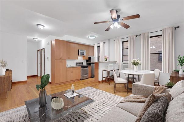 Dining room, Interior, Kitchen, Living room, Stainless Steel Appliances, Wood Texture Flooring