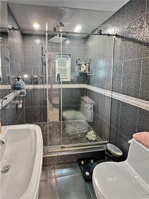 Bathroom, Glass Shower, Interior, Recessed Lighting