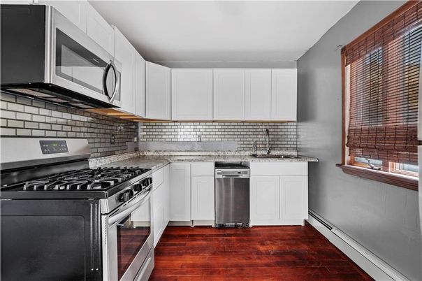 Interior, Kitchen, Stainless Steel Appliances, Wood Texture Flooring