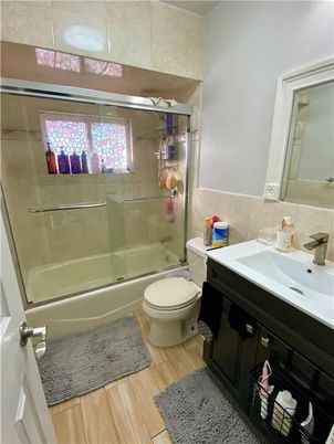 Bathroom, Glass Shower, Interior, Wood Texture Flooring
