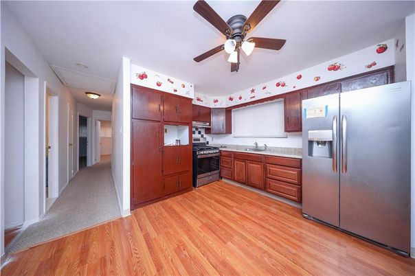 Interior, Kitchen, Stainless Steel Appliances, Wood Texture Flooring