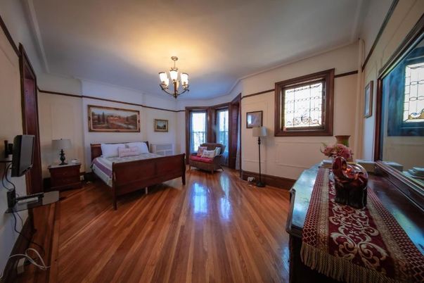 Bedroom, Chandelier, Interior, Wood Texture Flooring