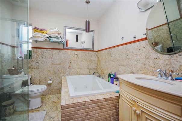 Bathroom, Glass Shower, Interior, Pendant Lights
