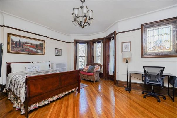 Bedroom, Chandelier, Home Office, Interior, Wood Texture Flooring