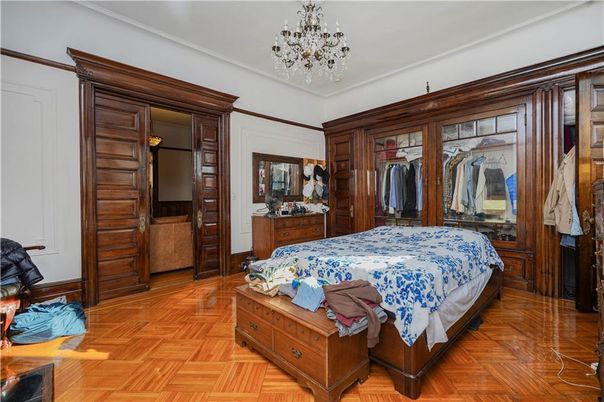 Bedroom, Chandelier, Interior, Wood Texture Flooring