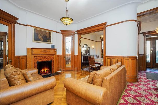 Fireplace, Interior, Living room, Pendant Lights, Wood Texture Flooring