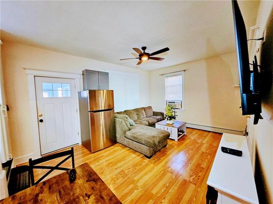 Interior, Kitchen, Living room, Stainless Steel Appliances, Wood Texture Flooring