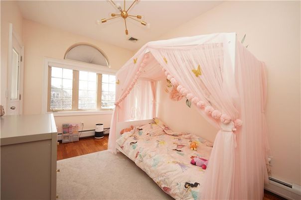 Bedroom, Interior, Pendant Lights, Wood Texture Flooring