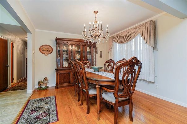 Chandelier, Dining room, Interior, Wood Texture Flooring