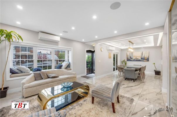 Dining room, Interior, Living room, Marble, Pendant Lights, Recessed Lighting