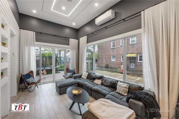 Interior, Living room, Recessed Lighting, Wood Texture Flooring