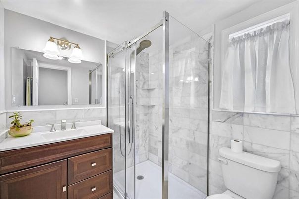 Bathroom, Glass Shower, Interior, Marble Walls