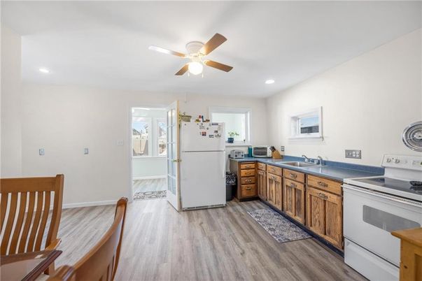 Interior, Kitchen, Recessed Lighting, Wood Texture Flooring