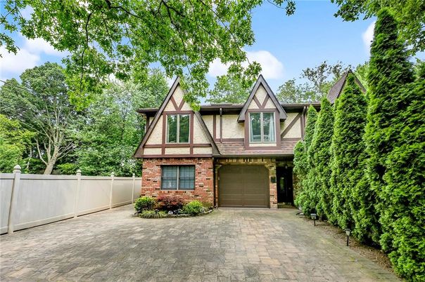 Attached, Exterior, Facade, Brick Facade, Tudor Revival