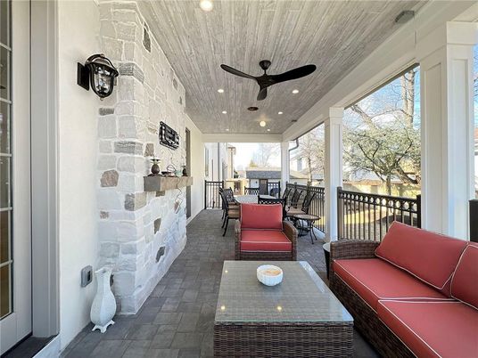 Interior, Living room, Recessed Lighting, Stone Walls