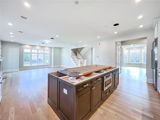 Interior, Kitchen, Recessed Lighting, Wood Texture Flooring