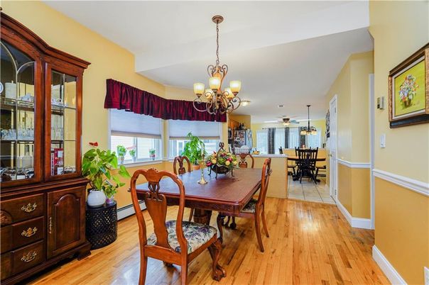 Chandelier, Dining room, Interior, Wood Texture Flooring