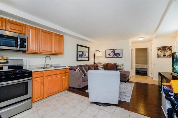 Interior, Kitchen, Living room, Stainless Steel Appliances, Wood Texture Flooring