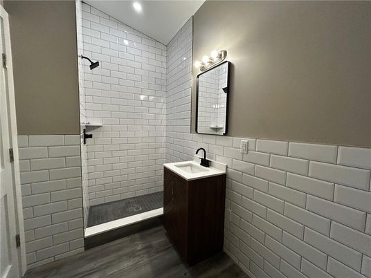 Bathroom, Interior, Recessed Lighting, Wood Texture Flooring