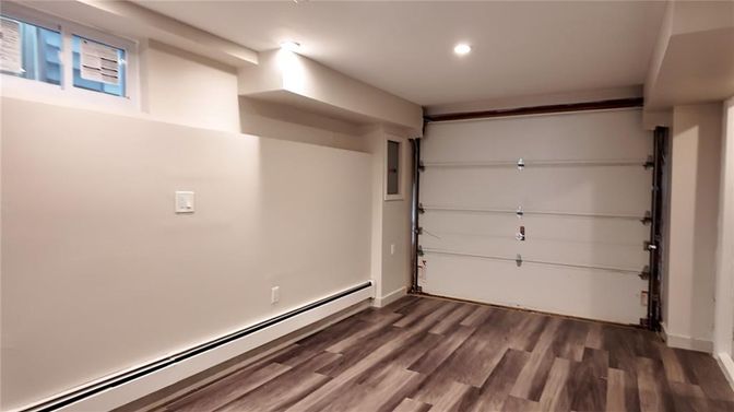 Garage, Interior, Recessed Lighting, Wood Texture Flooring