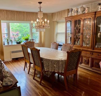 Chandelier, Dining room, Interior, Wood Texture Flooring