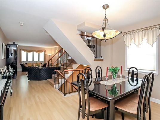 Dining room, Interior, Living room, Pendant Lights, Wood Texture Flooring