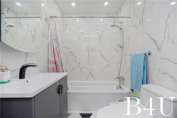 Bathroom, Glass Shower, Interior, Marble Walls, Recessed Lighting