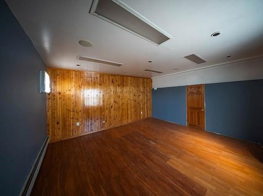 Empty room, Interior, Recessed Lighting, Wood Texture Flooring, Wooden Walls