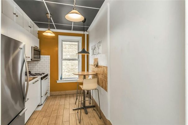 Interior, Kitchen, Pendant Lights, Stainless Steel Appliances, Wood Texture Flooring