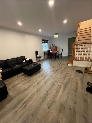 Dining room, Interior, Living room, Recessed Lighting, Wood Texture Flooring
