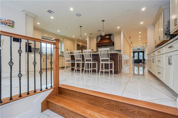 Interior, Kitchen, Marble, Pendant Lights, Recessed Lighting