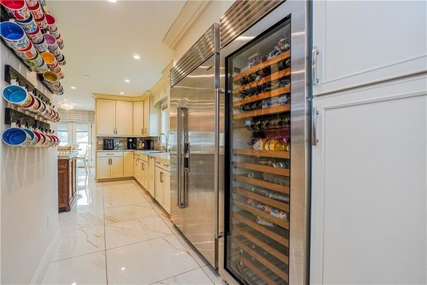 Interior, Kitchen, Marble, Recessed Lighting, Stainless Steel Appliances