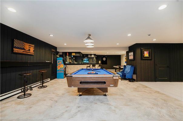 Billiard Table, Game Room, Interior, Pendant Lights, Recessed Lighting