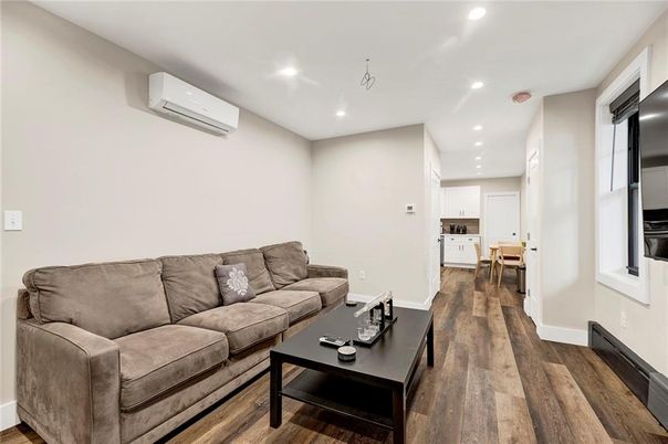 Interior, Kitchen, Living room, Recessed Lighting, Wood Texture Flooring