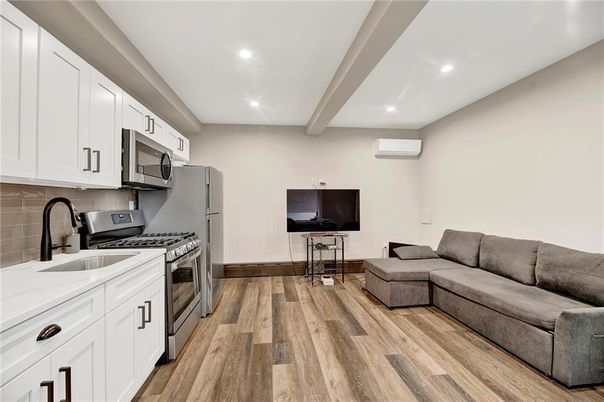 Interior, Kitchen, Living room, Recessed Lighting, Wood Texture Flooring