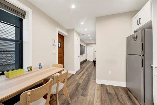 Dining room, Interior, Kitchen, Recessed Lighting, Wood Texture Flooring