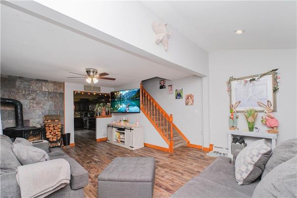 Interior, Recessed Lighting, Stone Walls, Wood Texture Flooring