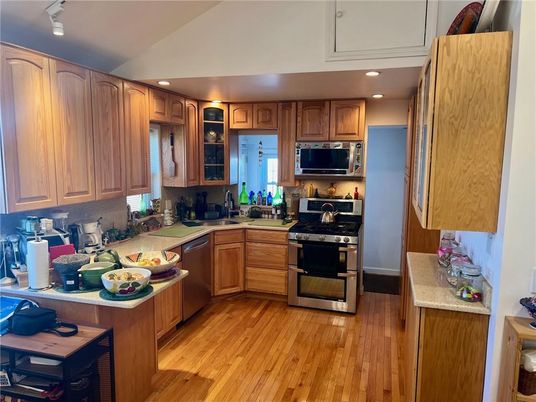 Interior, Kitchen, Recessed Lighting, Wood Texture Flooring