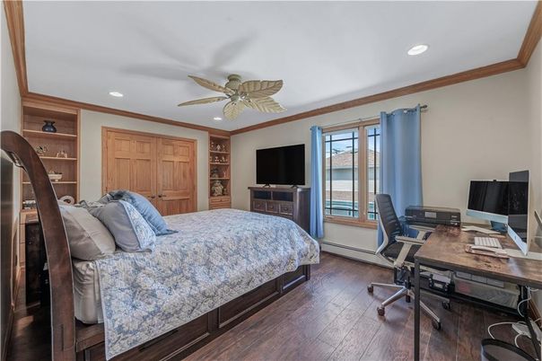 Bedroom, Home Office, Interior, Recessed Lighting, Wood Texture Flooring