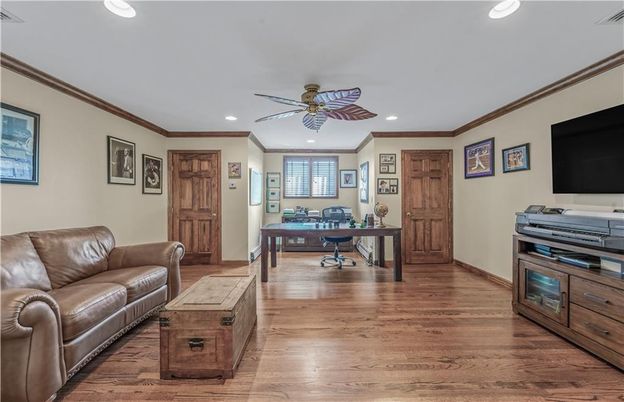 Game Room, Home Office, Interior, Recessed Lighting, Wood Texture Flooring