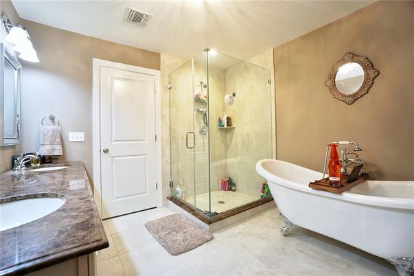 Bathroom, Dual Sink Vanities, Free Standing Baths, Glass Shower, Interior