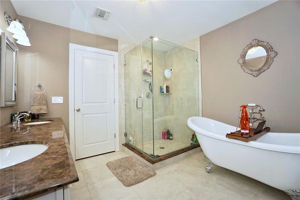 Bathroom, Dual Sink Vanities, Free Standing Baths, Glass Shower, Interior