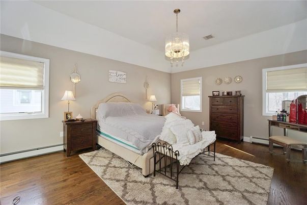 Bedroom, Chandelier, Interior, Wood Texture Flooring
